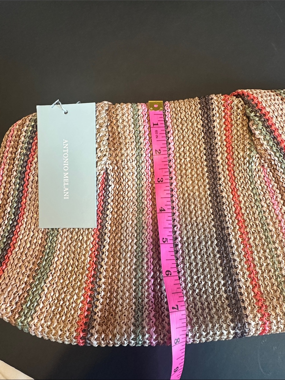 Antonio Melani Fay Straw Clutch Bag Striped Vachetta Multi Color S25AM32189 NEW - Picture 10 of 11